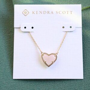 Kendra Scott Ari Heart Necklace Rose Quartz Gold